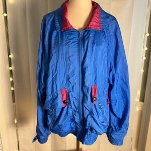 Vintage Women’s Lavon Blue and Pink Windbreaker XL